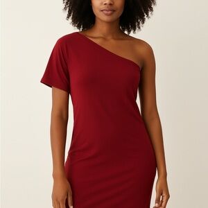 Lipstick Boutique One-Shoulder Wine Dress